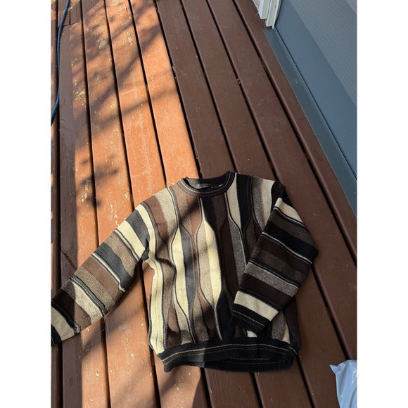 Protege Collection Other - Protege Collection Mens 3D Knit Sweater Brown Tan Black 90s Vintage Style Medium